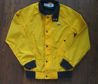 Rare Mens Vintage IZOD / LACOSTE Yellow & Navy Lined Nylon Jacket rain 