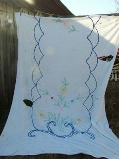 VINTAGE FLORAL CHENILLE CUTTER BEDSPREAD for CRAFTING & REPURPOSING