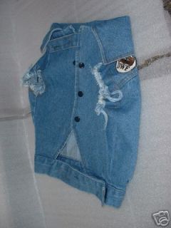 DOG JEAN JACKET with FRINGED cut out SLEEVES