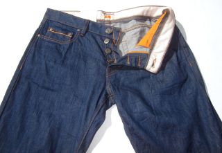 Hugo Boss Orange Mens Orange 25 Regular Fit Button Fly Dark Wash Jeans 