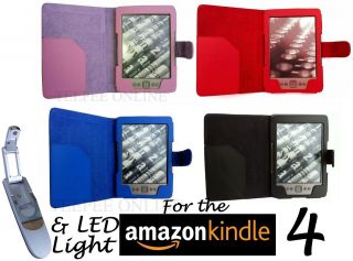 for  KINDLE 4 WiFi SUPERIOR LEATHER CASE COVER WALLET + SUPER 