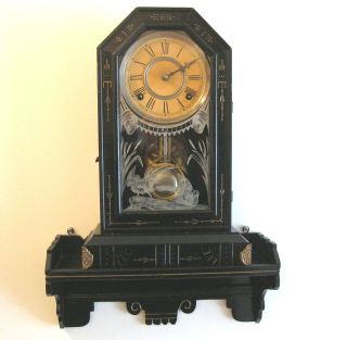 Antique William L Gilbert Parlor Clock w Shelf 1879 Pat. 8 Day 