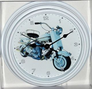 Classic Cushman 1956 White Eagle Scooter, Custom Motorcycle Wall Clock