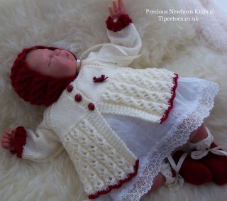 Knitting Pattern Baby Girls Reborn   Angelina Matinee Set, Coat 