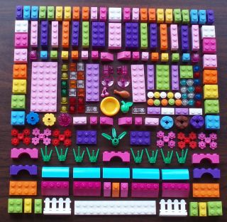 NEW LEGO Girl Lot 186 Parts Pink Purple + RAINBOW COLORS Friends 
