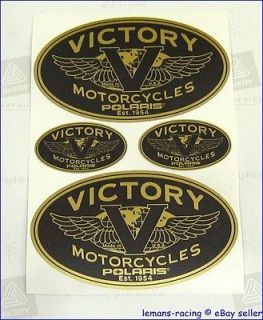 Victory Style Polaris Motorcycles Gold Silver Decals Stickers Kit 4 