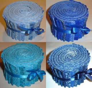   Navy, Medium and Light Blue Fabric Jelly Rolls Jelly Roll Fabric Co