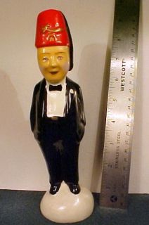 Vintage Ceramic Figurine, Shriner with Fez in Tux, Made in Billings 