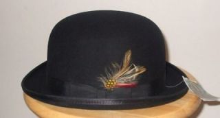 125 USA Made Derby Bowler Hat BLACK   size 7 1/8 57 cm Medium Wool 