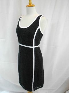 Michael Kors Black & White Piped Sheath Tailor Pipping Zipper Fitted 