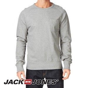 Jack and Jones Crew Mens Sweatshirt   Light Grey Melange