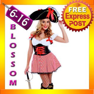 G15 Ladies Caribbean Pirate Wench Outfit Fancy Dress Halloween Party 
