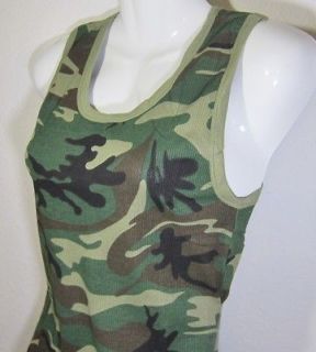 SMALL LADYS MILITARY WOODLAND CAMO ATHLETIC T SHIRT NEW SEXY RIBBED 