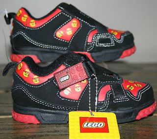 NWT BOY TODDLER SNEAKERS BY LEGO VELCRO CLOSURE SIZE 5 BLACK AND RED 
