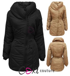 NEW LADIES PUFFER QUILTED PADDED POCKET WINTER JACKET WOMENS COAT TOP 