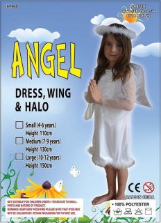 GIRLS ANGEL VELOUR KIDS FANCY DRESS COSTUME NATIVITY PLAY