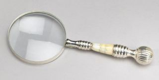 LARGE SILVER & MOTHER OF PEARL MAGNFIER 10 MAGNIFYING GLASS HAND HELD