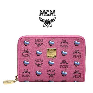NEW MCM Sweet Visetos Leather Pink Half Wallet Purse Genuine For Woman