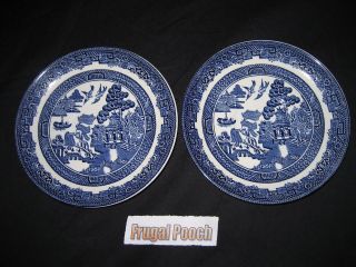 Set of Two Johnson Brothers Saucers Blue Willow Pattern Made in 