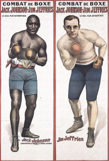 1910 JACK JOHNSON, JIM JEFFRIES Boxing Print, 11x16, Historic Sports 