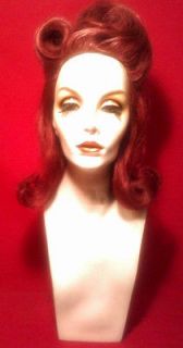   BURGUNDY RED WIG  PINUP JOAN CRAWFORD, VICTORY ROLLS, OPT LACE FRONT