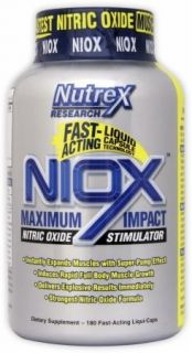 Nutrex NIOX Nitrix Oxide Stimulator Lean Muscle Mass 180 Capsules