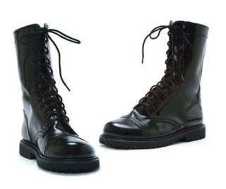 121 RANGER BLACK COMBAT BOOT CAMP ARMY SOLDIER COSTUME MID CALF BOOTS 