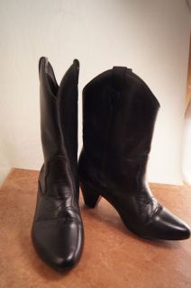 Kinney Shoes Black Leather Short 4 5 ???? Womens Western Boots