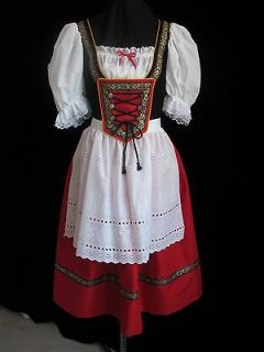 NEW RED BAVARIAN GERMAN OKTOBERFEST DIRNDL DRESS GOWN COSTUME SIZE 18