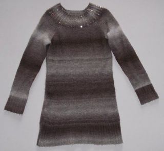 Justice Super Soft Brown Tan Sequined Sweater Dress L/S Tunic 14 
