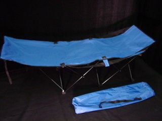 sporty camping cot blue bag oversize adult folding time left