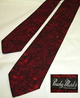 Poachy Marks of Louisville Vintage 60s Style Skinny Tie W/ Foxes 
