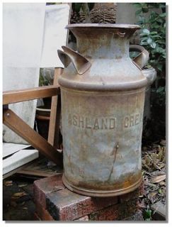 Detroit Ashland Creamery DAIRY MILK CAN antique old vintage tin rusty 