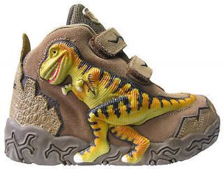 Kids Dinosaur Shoes w/ Lights 3D T Rex Mocha Hi Top Child Size 13 