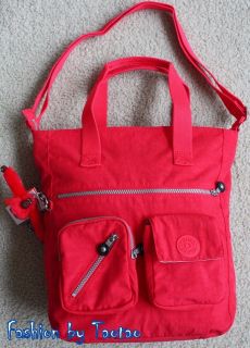 nwt kipling joslyn shoulder bag tote bag neon red