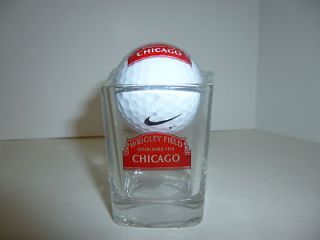 SHOT GLASS WRIGLEY FIELD CHICAGO WITH GOLF BALL NEW IN PACKAGE