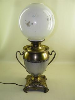 juno art nouveau mixed metals oil lamp globe shade returns
