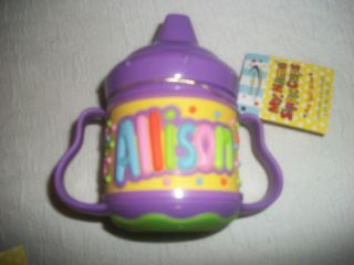 NEW ALLISON SIPPY CUP PURPLE PERSONALIZED NON SPILL VALVE