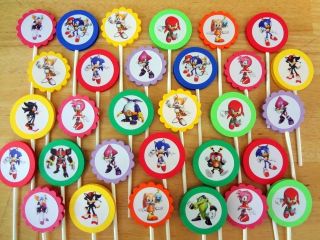 30 SONIC the HEDGEHOG inspired BIRTHDAY PARTY FAVORS cupcake toppers 