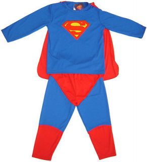 SUPERMAN Boys Kids Childs Fancy Dress Costume Outifit Clothes T Shirt 