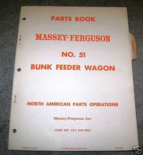 Massey Ferguson No. 51 Bunk Feeder Wagon Parts Catalog