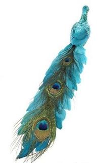 Newly listed VICTORIAN FRENCH BLUE GLITTER PEACOCK BIRD ORNAMENT~TREE 