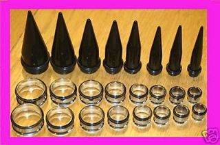 12 Pc EAR STRETCHING KIT Tapers and Steel Tunnels 5/8 3/4 7/8 1 inch 