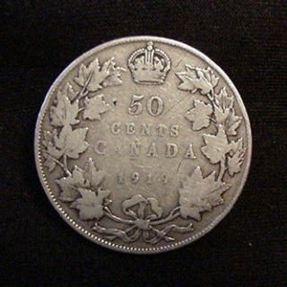 CANADA 1919 silver half dollar fifty 50 cents cent piece Canadian