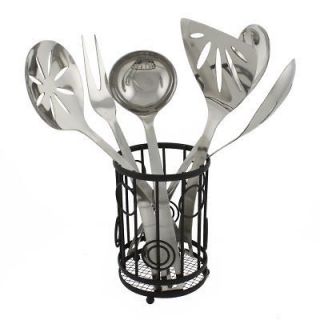Kitchen Utensil Holder Cutlery Caddy Black Wire Metal Basket Storage 