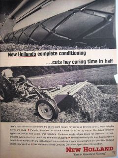1965 New Holland Tractor and Mower Cuts Hay Curing in Half Ad