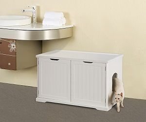 CAT LITTER BOX COVER FOR AUTOMATIC BOXES   STORAGE BENCH SEAT   WHITE 