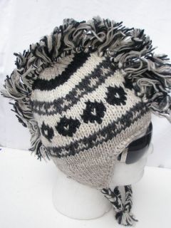 mohawk handmade indian peruvian knitting hat