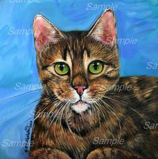   CAT GICLEE of Painting Brown Tabby PET Kitten Kris Kasheta Pet ART