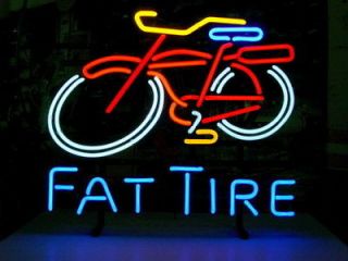NEW FAT TIRE BEER BICYCLE REAL NEON LIGHT BAR PUB SIGN